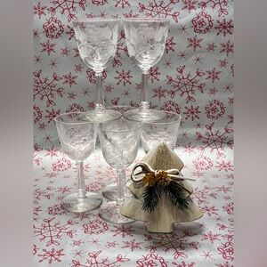 6 Piece Cordial Glasses Tiffin-Rose /Champagne Tower